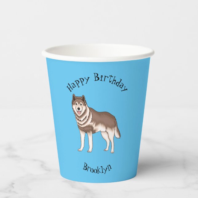 Illustration des sibirischen Husky-Cartoon Pappbecher (Vorderseite)
