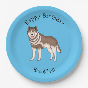 Illustration des sibirischen Husky-Cartoon Pappteller