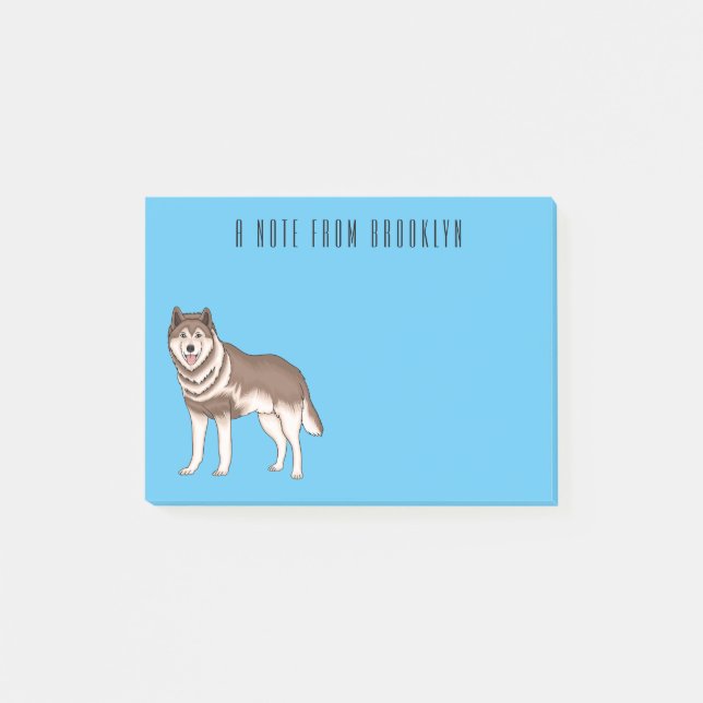 Illustration des sibirischen Husky-Cartoon Post-it Klebezettel (Vorderseite)