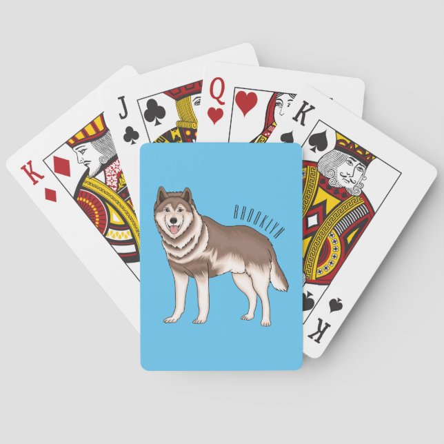 Illustration des sibirischen Husky-Cartoon Spielkarten (Rückseite)
