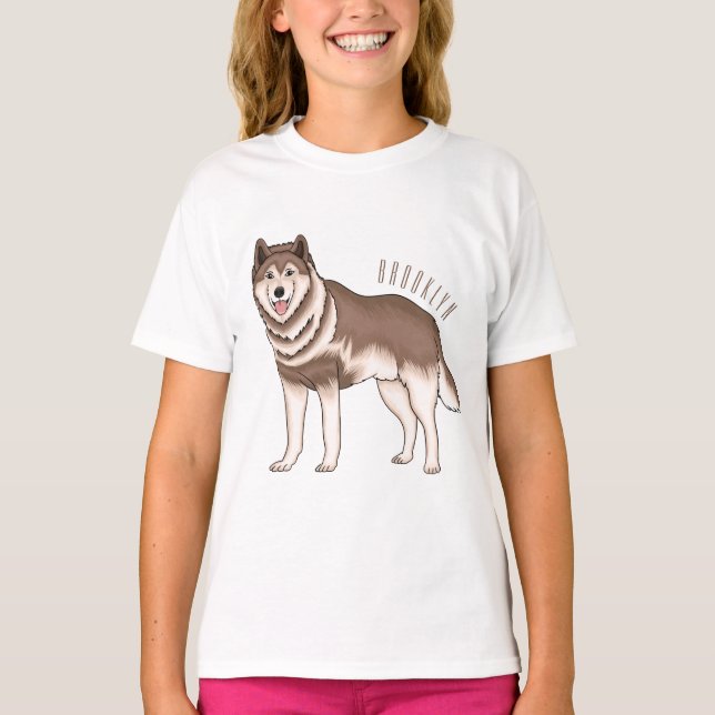Illustration des sibirischen Husky-Cartoon T-Shirt (Vorderseite)