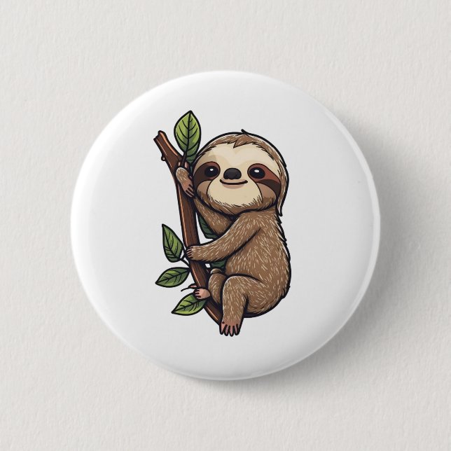 Illustration des Sloth Cartoon Button (Vorderseite)