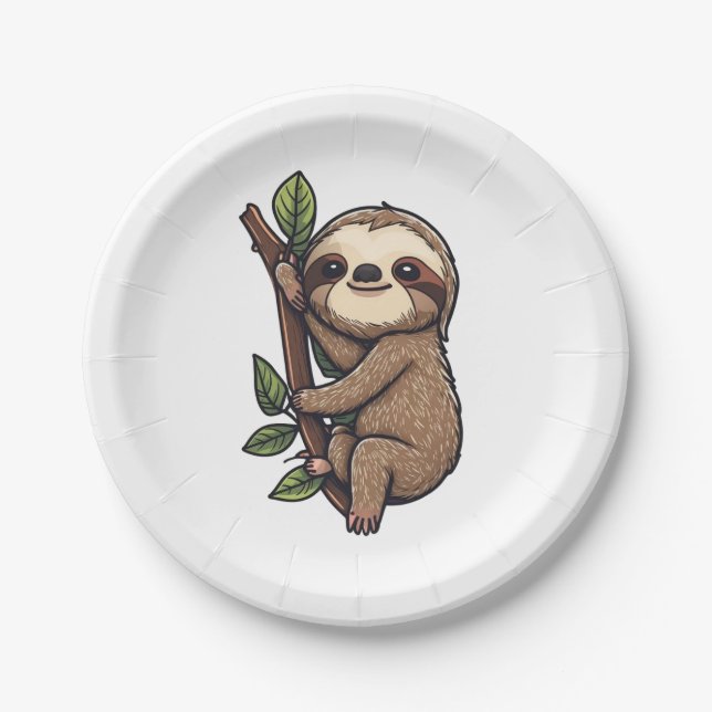 Illustration des Sloth Cartoon Pappteller (Vorderseite)