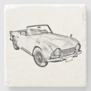 Illustration des Sport-Autos Triumphs Tr4 Steinuntersetzer