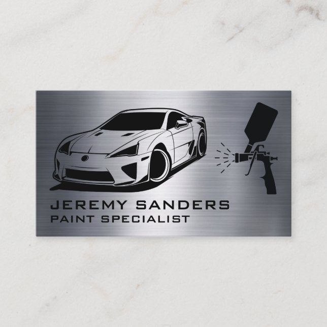 Illustration des Sportwagens | Auto Paint Spray Visitenkarte (Vorderseite)