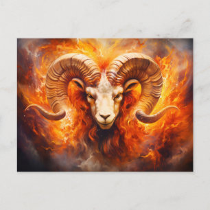 Illustration des Sternzeichen Aries Postkarte