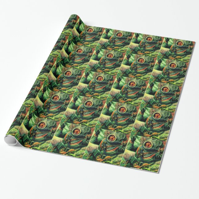 Illustration des Tauchers im Tauchhelm der 40er Ja Geschenkpapier (Ungerollt)