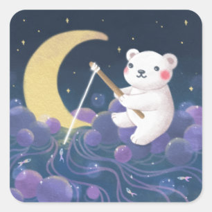 Illustration des Traumfantasie des Eisbären Quadratischer Aufkleber