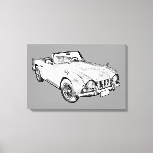 Illustration des Triumph Tr4 Sportwagens Leinwanddruck (Vorderseite)