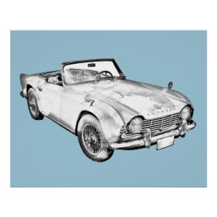 Illustration des Triumph Tr4 Sportwagens Poster