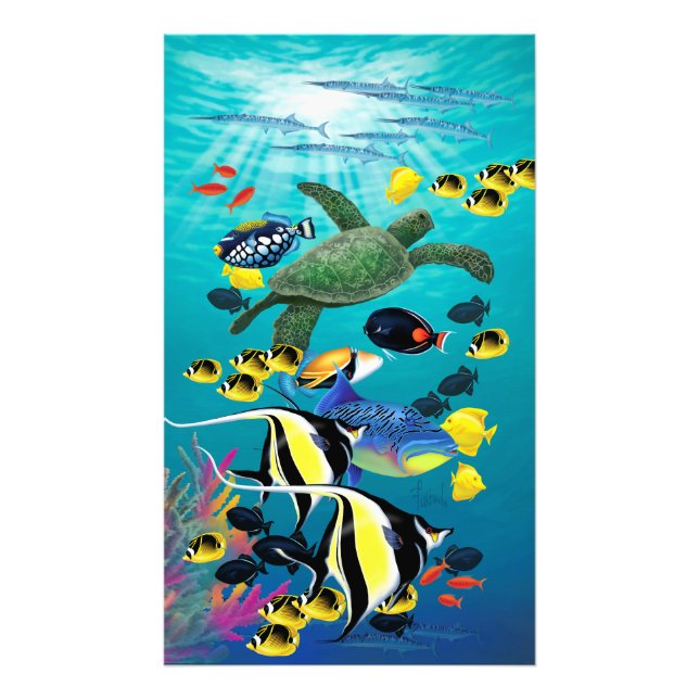 Illustration des tropischen Fisches in der Bucht v Fotodruck (Vorne)