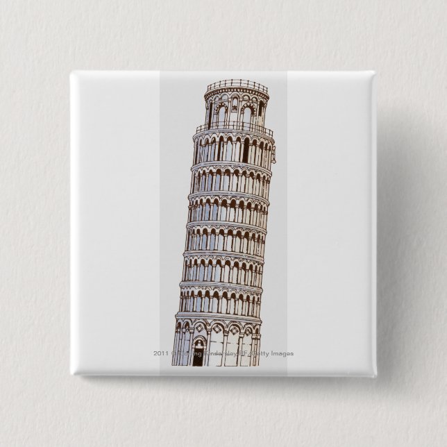 Illustration des Turms von Pisa Button (Vorderseite)