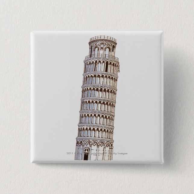 Illustration des Turms von Pisa Button (Vorderseite)