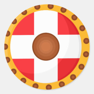 Illustration des Viking Shield Cartoon Runder Aufkleber