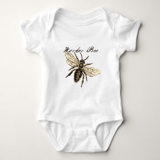Illustration des Vintagen Bieneninsekts Antike Baby Strampler (Vorderseite)