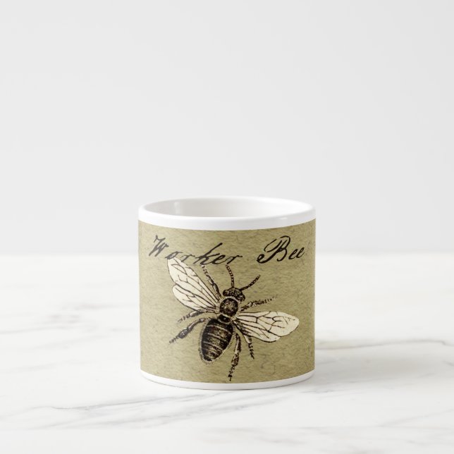 Illustration des Vintagen Bieneninsekts Antike Espressotasse (Vorderseite)