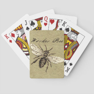 Illustration des Vintagen Bieneninsekts Antike Spielkarten