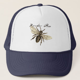 Illustration des Vintagen Bieneninsekts Antike Truckerkappe