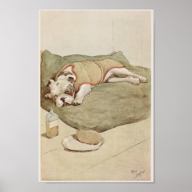 Illustration des Vintagen Englischen Bulldog Poster (Vorne)
