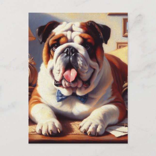 Illustration des Vintagen Englischen Bulldog Postkarte (Vorderseite)