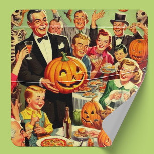 Illustration des Vintagen Halloween-Party Quadratischer Aufkleber