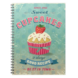 Illustration des Vintagen Kuchenzeichens Notizblock