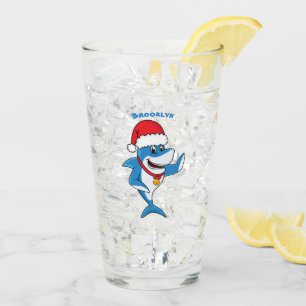 Illustration des Weihnachtshais-Cartoon Glas