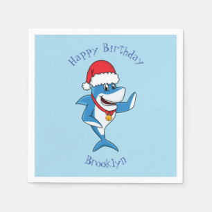 Illustration des Weihnachtshais-Cartoon Serviette