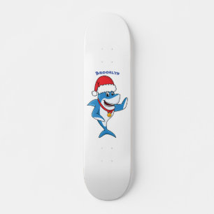 Illustration des Weihnachtshais-Cartoon Skateboard