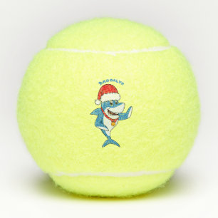 Illustration des Weihnachtshais-Cartoon Tennisbälle