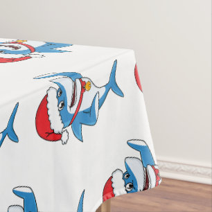 Illustration des Weihnachtshais-Cartoon Tischdecke