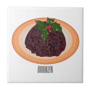 Illustration des Weihnachtspudding-Cartoon Fliese