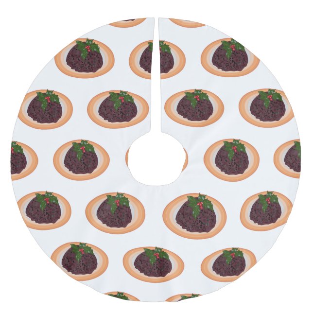 Illustration des Weihnachtspudding-Cartoon Polyester Weihnachtsbaumdecke (Vorderseite)