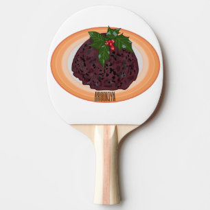 Illustration des Weihnachtspudding-Cartoon Tischtennis Schläger