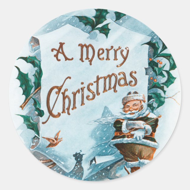Illustration des Weihnachtsurlaubs Runder Aufkleber (Vorderseite)