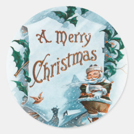 Illustration des Weihnachtsurlaubs Runder Aufkleber