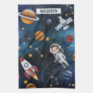 Illustration des Weltraums und Weltraum-Mann Geschirrtuch