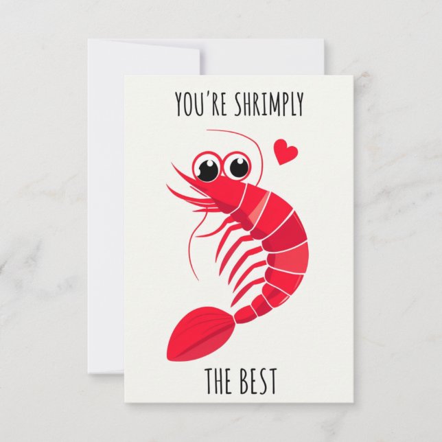 Illustration des Whimsical Shrimp-Zeichens für Spa Karte (Vorderseite)