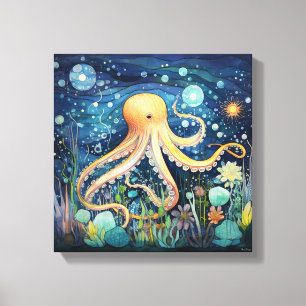 Illustration des Whimsikoktopus Leinwanddruck