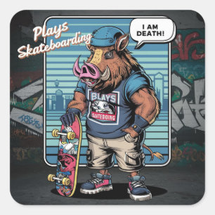 Illustration Design künstlerisches Skateboarden wi Quadratischer Aufkleber