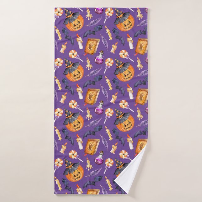 Illustration d'Halloween mignonne avec citrouille  (Serviette de bain)