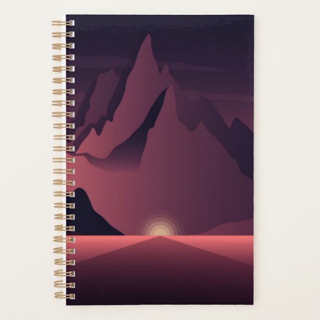 Illustration du coucher de soleil sur une montagne (Devant)
