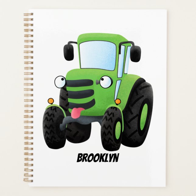 Illustration du joli joyeux tracteur agricole vert (Devant)