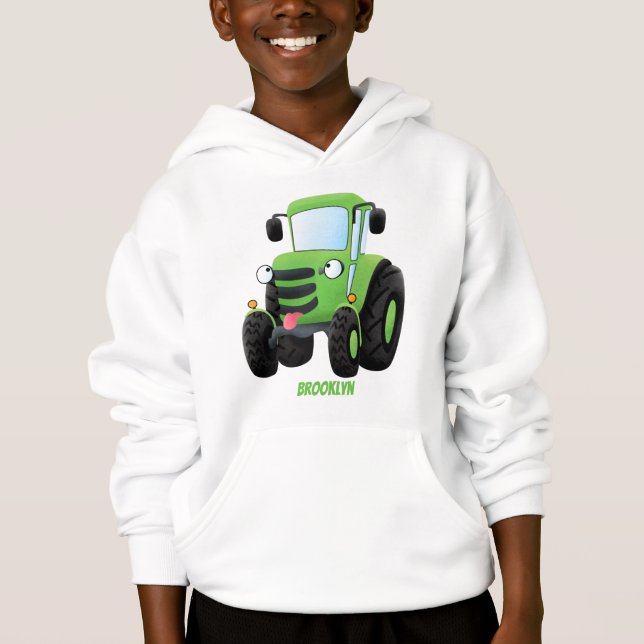 Illustration du joli joyeux tracteur agricole vert (Devant)