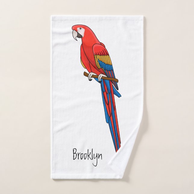 Illustration du perroquet de macaw Scarlet (Serviette à main)