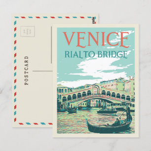 Illustration du pont Rialto Venise Carte postale I