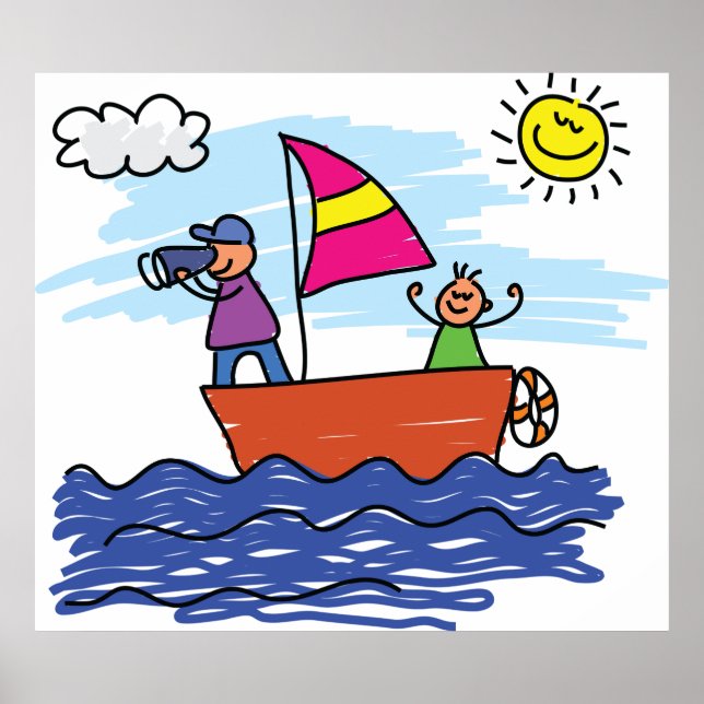 Illustration du voyage à voile Poster de bateau à  (Devant)