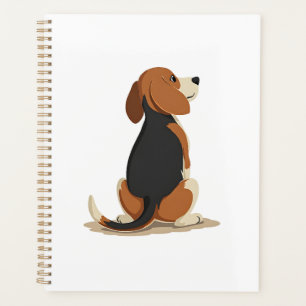Illustration d'un chien Beagle vintage vu de dos A