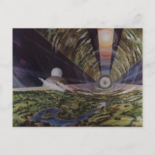 Illustration einer alten Weltraumkolonie Postkarte