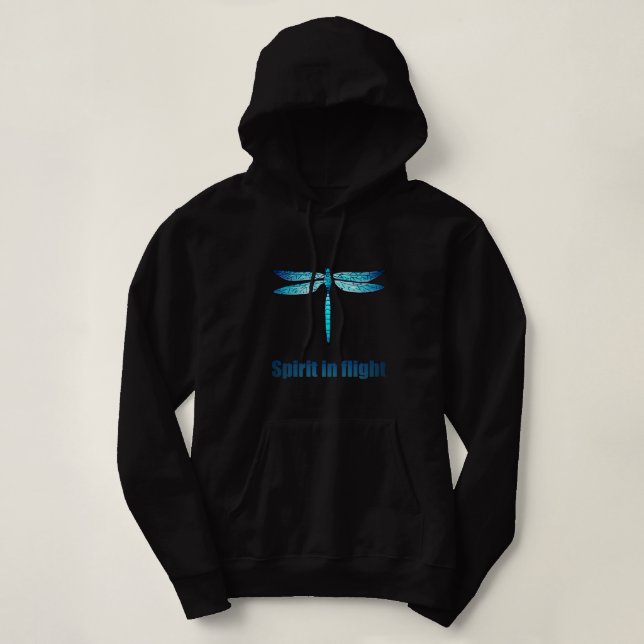 Illustration einer blauen Libelle im Flug Hoodie (Design vorne)
